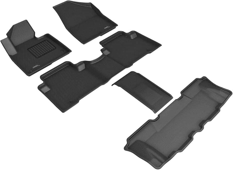 3D MAXpider Custom Fit Kagu Floor Mat (Black) Compatible with Hyundai Santa FE/Santa FE XL 2013-2019 - Full Set