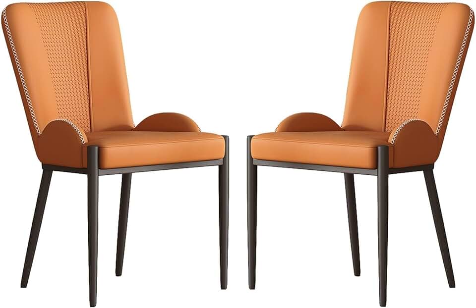 Meal Chairs Modern Kitchen Chair Set of 2 Soft Leather Padded Living Room Side Chairs with Sturdy Metal Legs Non-Slip Feet Pads Multipurpose Multipurpose Back Chairs Vanity Chair/One Color/Ora