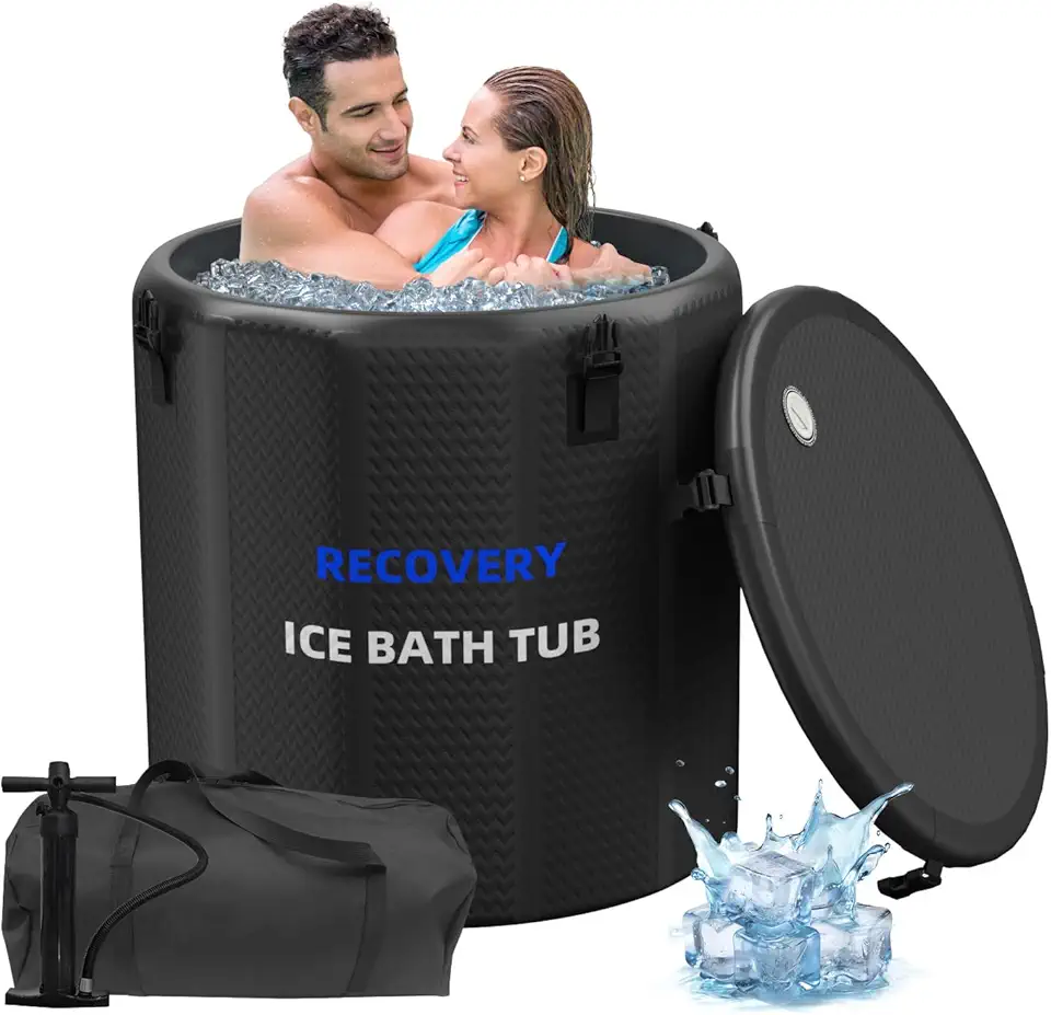 Large Cold Plunge Tub with Lid, Portable Ice Bath Tub for Athletes, 186 Gal Inflatable Cold Bath Tub, Heavy Duty Five Layers Cold Plunge Tub, Ice Bath at Home or Outdoor