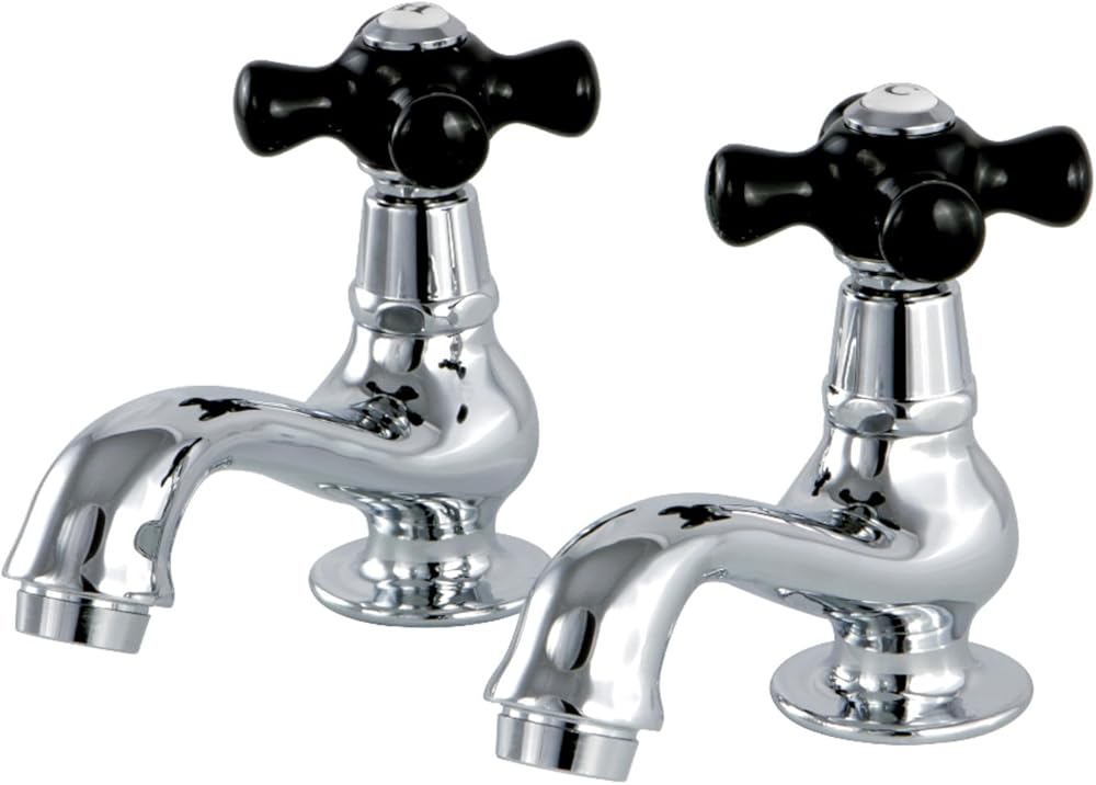 Kingston Brass KS1101PKX Basin Tap Faucet with Cross Handle, Polished Chrome
