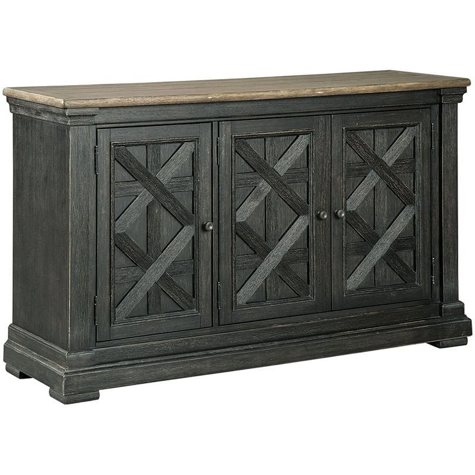 Bowery Hill Contemporary Three Door Server in Black and Gray