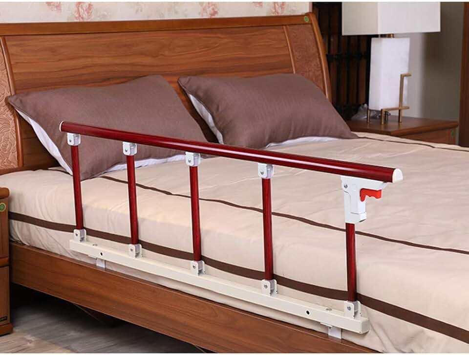 Bed Side Handrail Foldable Bed Rail Safety Side Guard for Elderly, Adults Assist Handle Handicap Bed Railing Hospital Metal Grip Bumper Bars Safety Assisting Rails