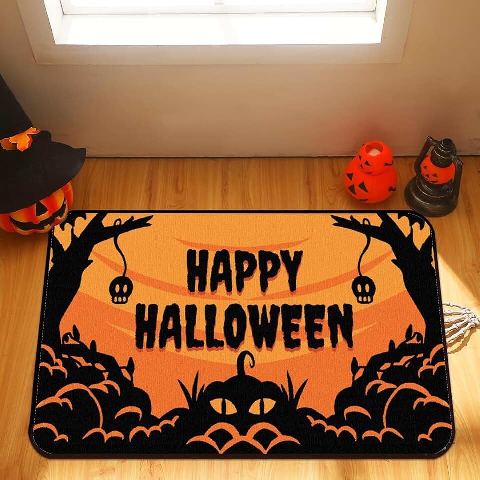 Halloween Decorations Rugs,8x10ft/96x120in/240x305cm Halloween Dark Clouds Bath Mat Non-Slip Absorbent Spooky Bath Rugs for Indoor Bathroom Floor Mats Before Christmas Home Room Decor