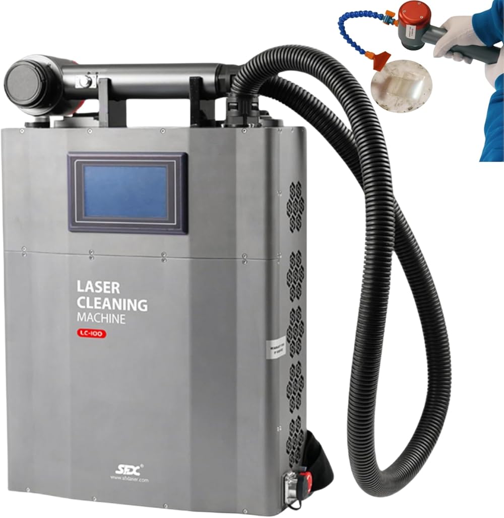 Backpack Laser Cleaning Machine 100 W Pulsed Laser Rust Removal 110V Laser Cleaner Portable Handheld Laser Rust Remover Gun for Metal Oil Rust Painting Graffiti Corrosion