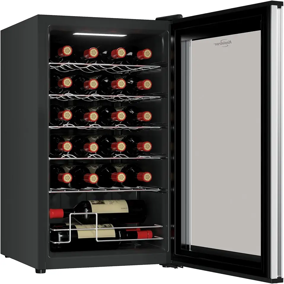 Koolatron 24 Bottle Dual Zone Wine Cooler, Black Thermoelectric Wine Fridge, 2.4 cu. ft (68L), Freestanding Wine Refrigerator, Wine Storage for Home Bar, Kitchen, Apartment, Condo
