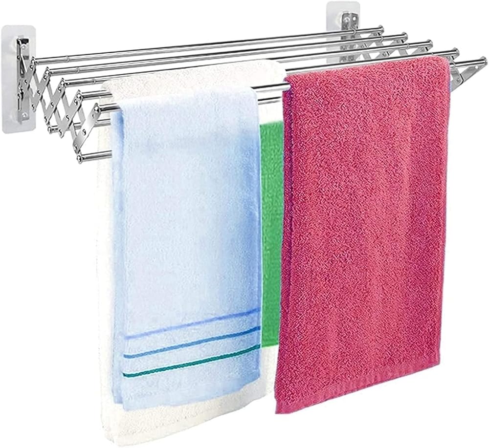 40-100cm Wall Mounted Clothes Rail Laundry Drying Rack Foldable Space-Saving Airer Coat Hanger Racks Dryer Rod Hooks Easy Storage (Size : 90cm/35.4in)