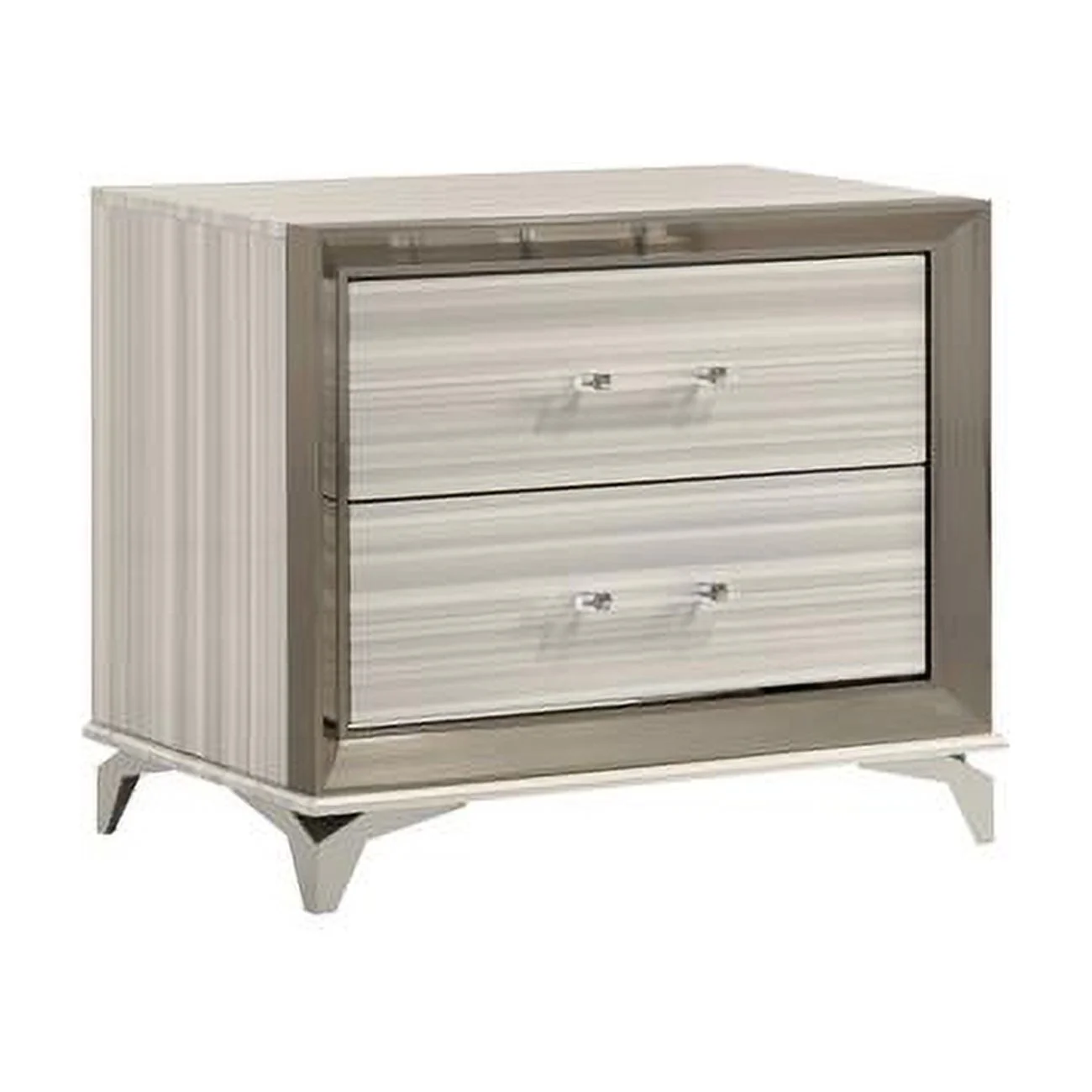 Global Furniture USA Zambrano Zebra White Wood Nightstand with Acrylic Handles