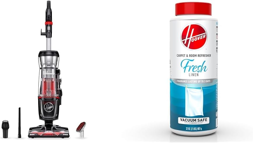 Hoover MaxLife Pro Pet Swivel Bagless Upright Vacuum Cleaner for Carpet & Hard Floors, Perfect for Pets, UH74220PC + 32 oz Carpet & Room Refresher Carpet Powder, Fresh Linen Scent, AH31210