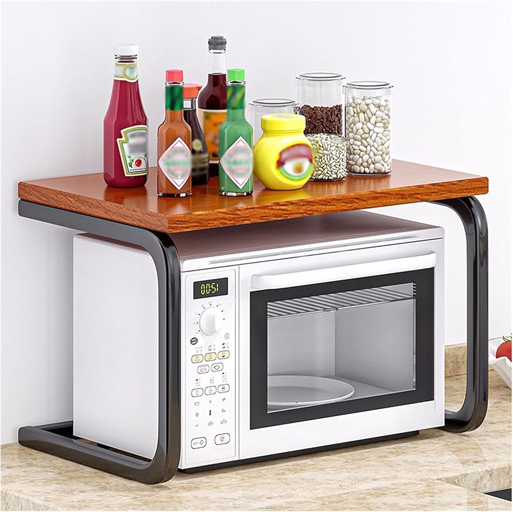 Microwave Oven Rack Shelf 2 Tier Microwave Oven Rack Microwave Oven Stand Multifunctional Storage Rack 33lbs Load Bearing Two Colors Microwave Stand (Color : A) (A) (B B)