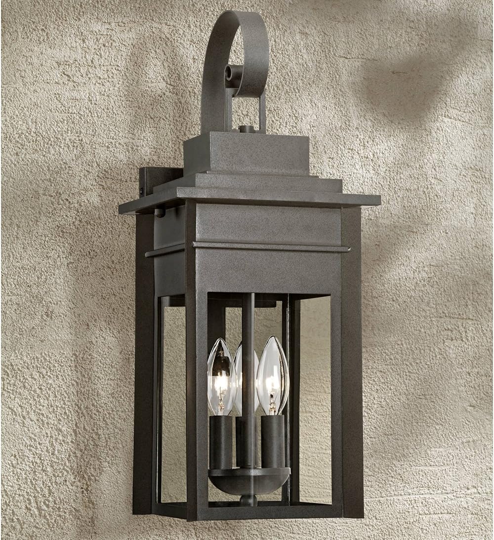 Bransford Traditional Outdoor Wall Light Fixture Dark Black Specked Gray 19