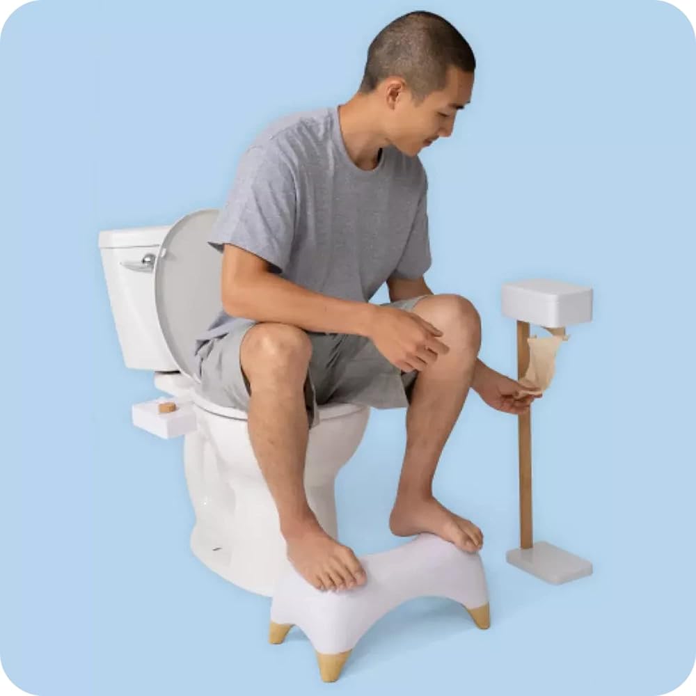 TUSHY ECO Bathroom Bundle | Classic 3.0 Bidet Toilet Seat Attachment Bamboo | Relaxed Ottoman Toilet Stool 7.5