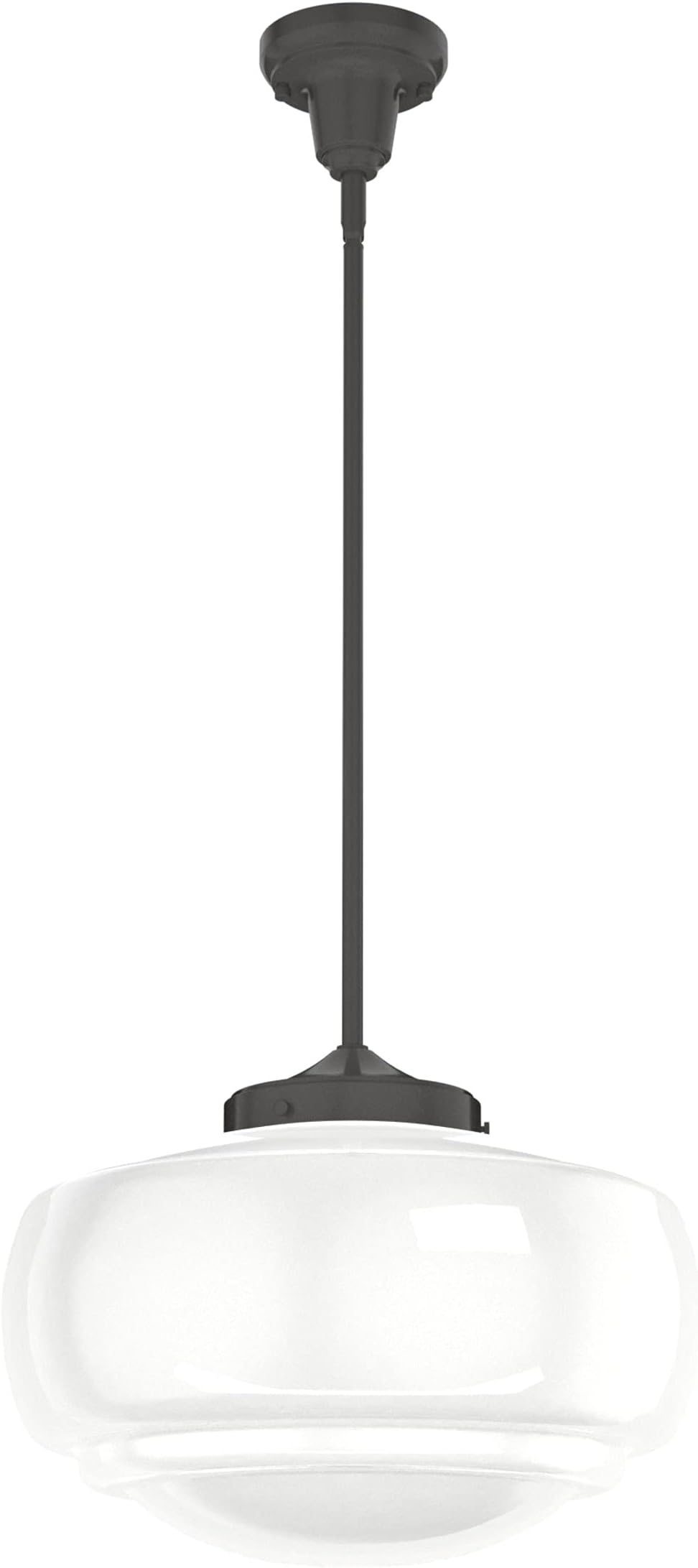 Hunter - Saddle Creek 1-light Noble Bronze, Medium Size Pendant Light, Dimmable, Schoolhouse Style, Schoolhouse Shaped, for Bedrooms, Kitchens, Dining, Living Rooms - 19192