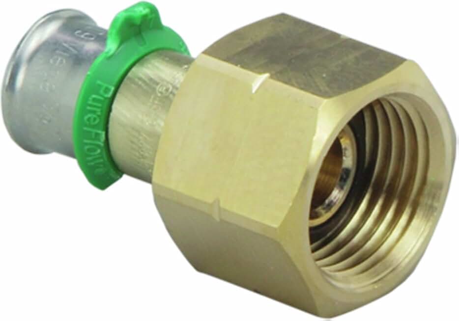 Viega 97003 PureFlow Zero Lead Bronze PEX Press Lav Adapter with 1/2-Inch by 1/2-Inch Press x Lav Metal Nut, 120-Pack