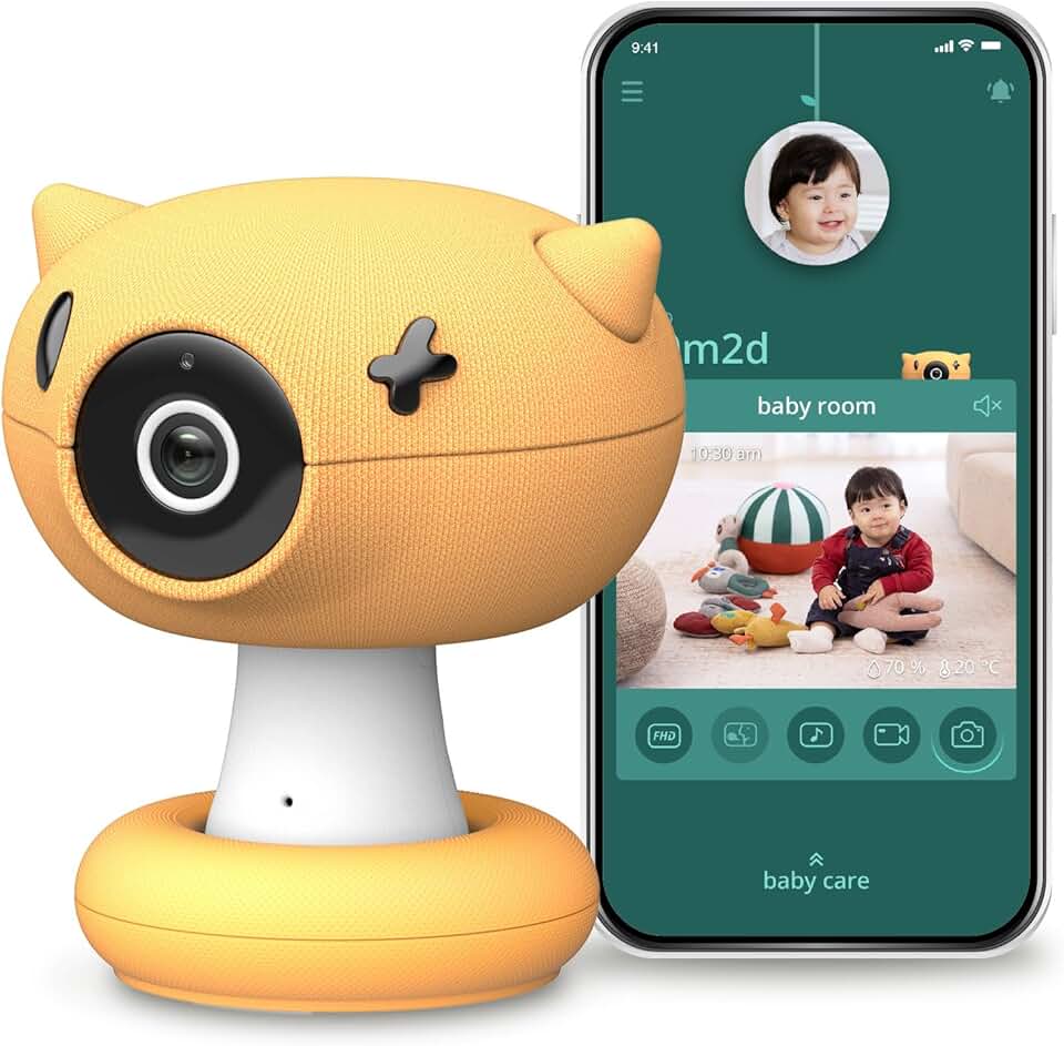 Smart Baby Monitor with Camera and Audio WiFi - Baby Monitor with Smartphone App, FHD Clear Night Vision, AI Safety Alerts, Temp & Humidity Detection, Full Featured Care-and-Play, Alexa Compatible