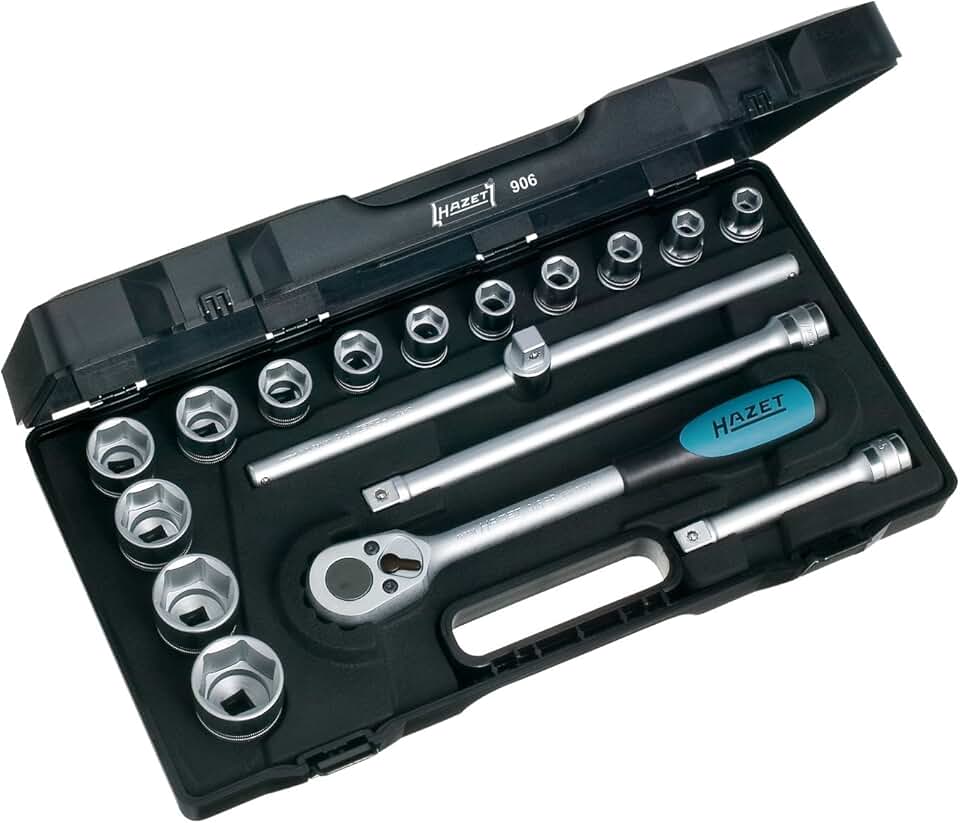 Hazet 906 1/2-Inch Socket Set - Black/Blue/Silver (17-Piece)