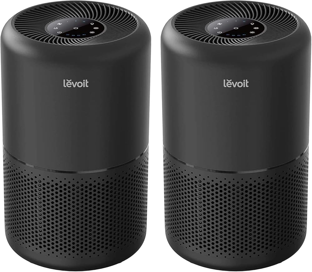 LEVOIT Air Purifier for Home Allergies Pets Hair in Bedroom, Covers Up to 1095 ft² by 45W High Torque Motor, 3-in-1 Filter, sleep mode, Remove Dust Smoke Pollutants Odor, Core300-P, Black, 2 Pack