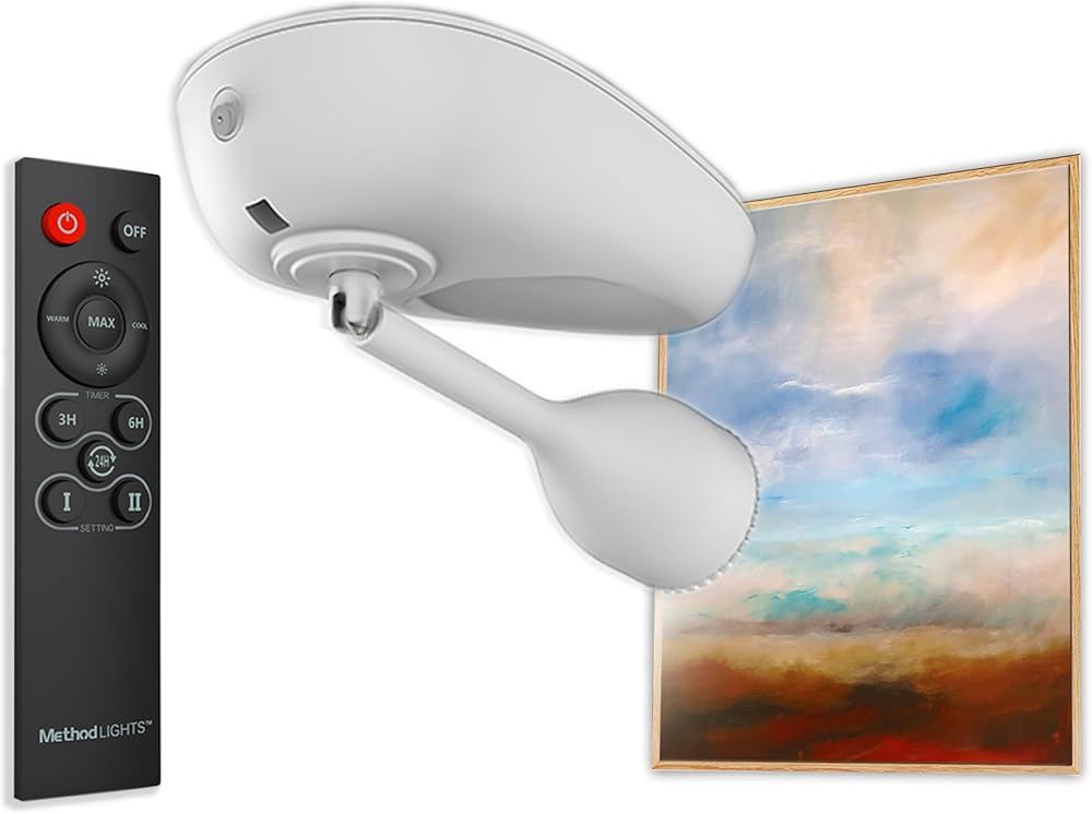 Method Lights ML200 Plus Wireless Picture Light, Ceiling Mounted LED, Long Life Rechargeable Battery & Remote Control