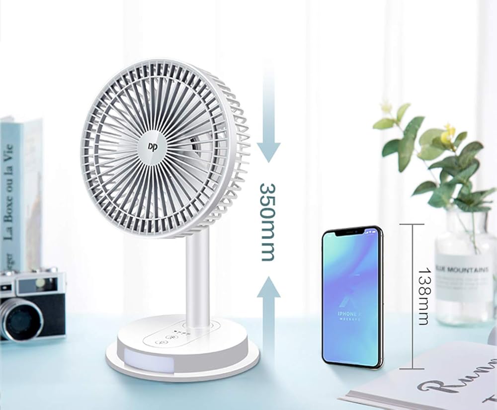 Small Desktop Ultra-Quiet Portable, 3-Speed Personal Handheld 2400mah, USB Rechargeable Wind Cooling Office, Outdoor Camping Electric Fan (White)