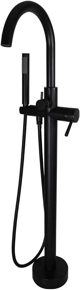 Westbrass DF02043-62 Floor Mount Freestanding Bathtub Filler Faucet with Handheld Shower, Matte Black