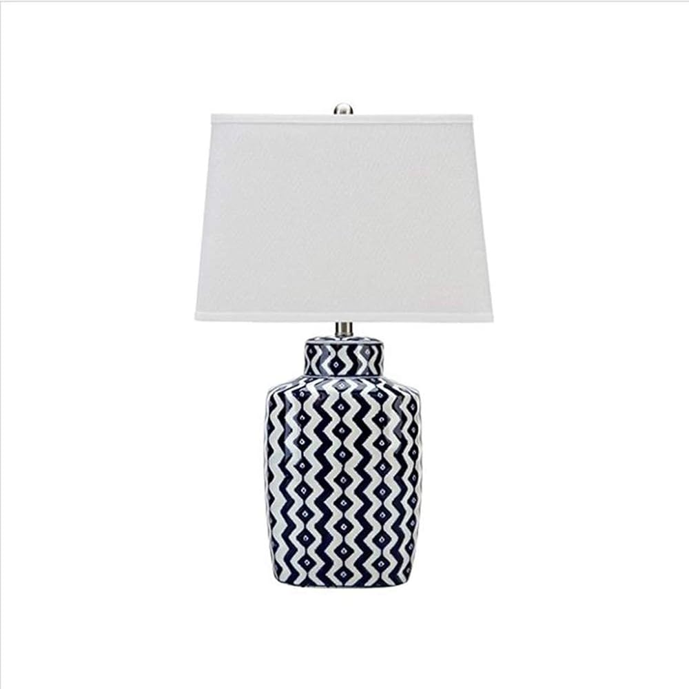 Home Art Deco Table Lamp, Linen Lampshade Fabric Ceramic Lamp Body, Suitable for Living Room, Bedroom, Lobby, Study
