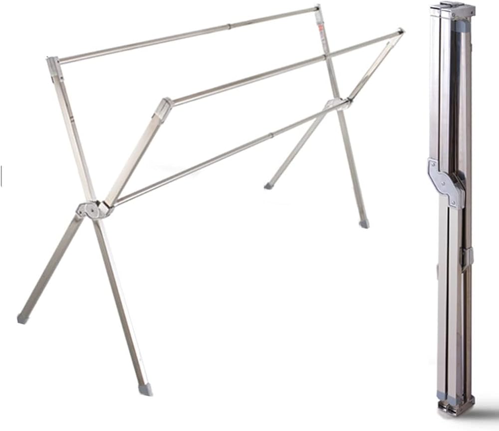 Large Floor Drying Rack, Indoor, Outdoor, Balcony, Folding Stainless Steel Drying Rack, Clothes Rail, Quilt Rack, Bearing Capacity 300kg (Color : No Telescopic Frame)