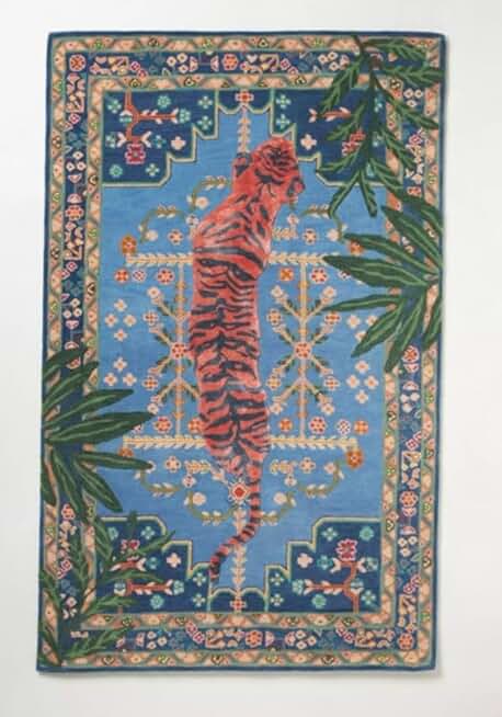 Handmade Tiger Print Hand-Tufted Carpet Traditional Area Rug 100% Wool Multiple Sizes for Room Bedroom Living Room Home & Office Use 5 X 8 Feet