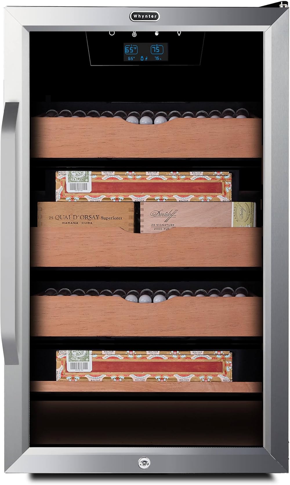Whynter CHC-421HC 4.2 cu. ft. Cigar Cabinet Cooler Humidor with Built-in Heating & Cooling System, Humidity Temperature Control and Spanish Cedar Shelves