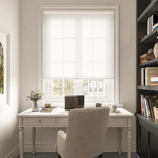 Keego Light Filtering Cordless Window Cellular Shades Honeycomb Blinds for Windows-Custom Cut to Size Noise Cancelling Window Blinds & Shades for Home Kitchen Bedroom Office (White, 70