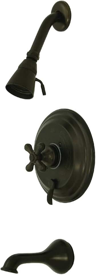 Kingston Brass KB36350AX Restoration Tub and Shower Faucet with Metal Cross Handle, Oil Rubbed Bronze