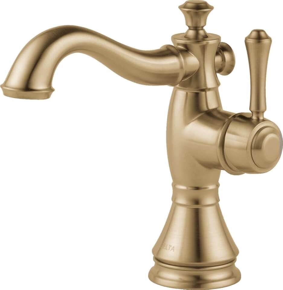 Delta Faucet Cassidy Single Hole Bathroom Faucet, Gold Bathroom Faucet, Single Handle Bathroom Faucet, Metal Drain Assembly, Champagne Bronze 597LF-CZMPU, .375