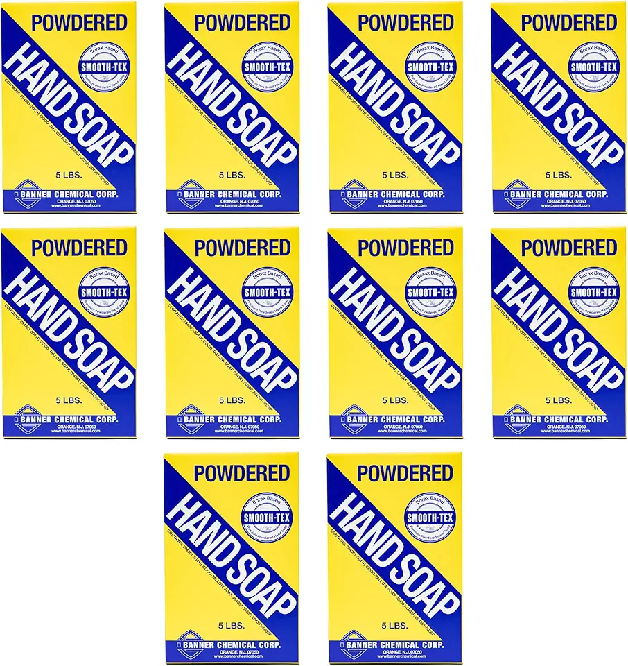 Borax Powdered Hand Soap, Heavy Duty Industrial Hand Wash Removes Grease, Grime and Oil from Hands for Auto Mechanics and Industrial Workers, Compare to Boraxo, 5 Pounds (10 Pack)