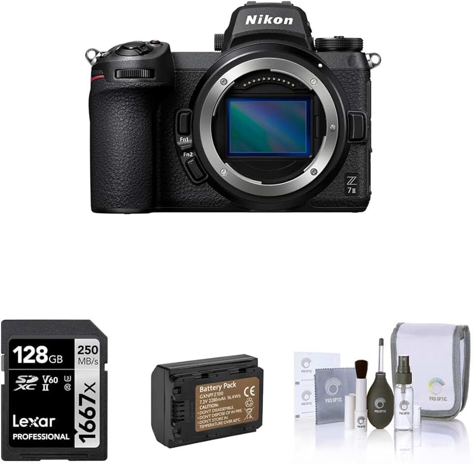 Nikon Z 7II Mirrorless Camera with 128GB SD Memory Card, Extra Battery, Cleaning Kit