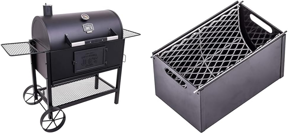 Oklahoma Joe's® Judge Charcoal Grill - 19302087 Bundle with Charcoal Grill Smoker Box, Gray