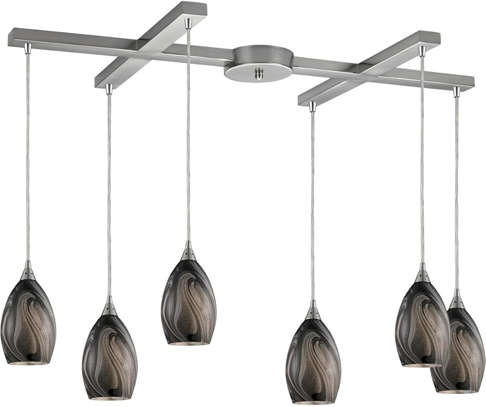 Elk Lighting 31133/6ASH Formations Six Light Pendant, Satin Nickel
