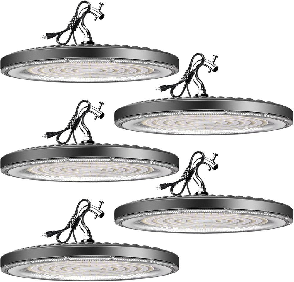 Upgrade 150W LED High Bay Light, ETL Listed High Bay LED Light 21000LM (Eqv. to 600W HPS/MH) AC100-277V Commercial Bay Lighting 5Years Warranty-5Pack