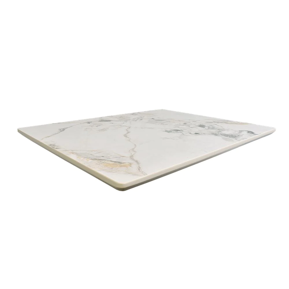Glossy White Marble Pattern Sintered Stone Outdoor Table Top