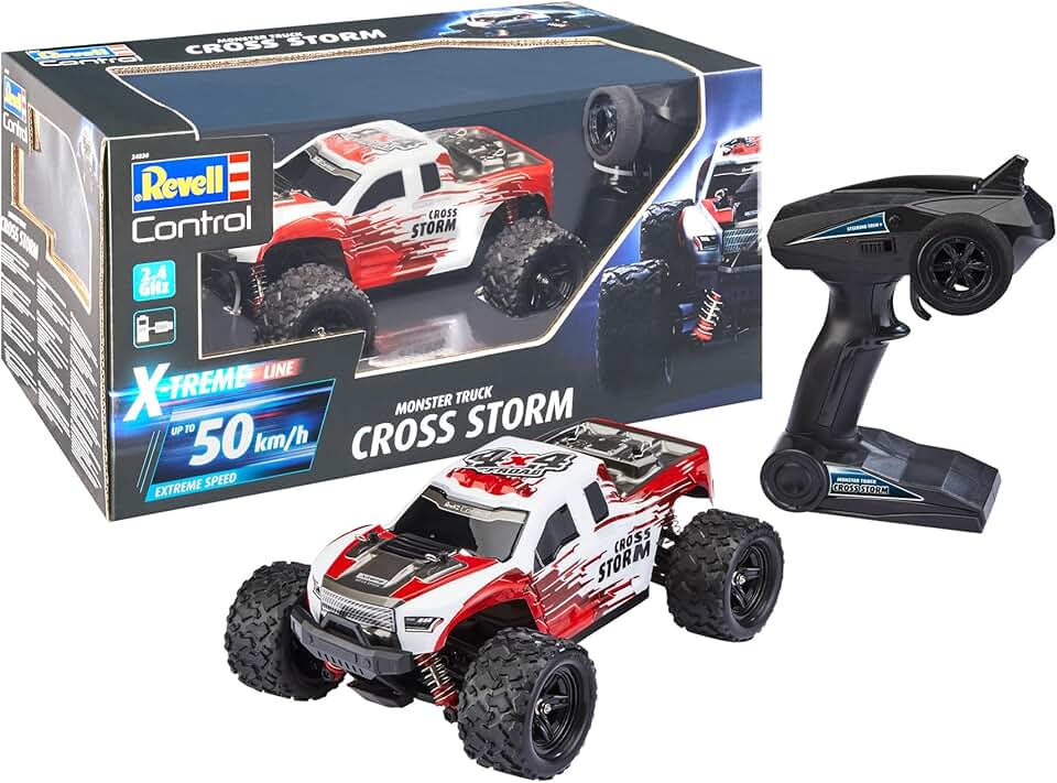 Revell Control X Treme- 4x4 Remote Control Cross Storm Rapid 50 km/h Battery Operated Pick-up Car, 24830, Red