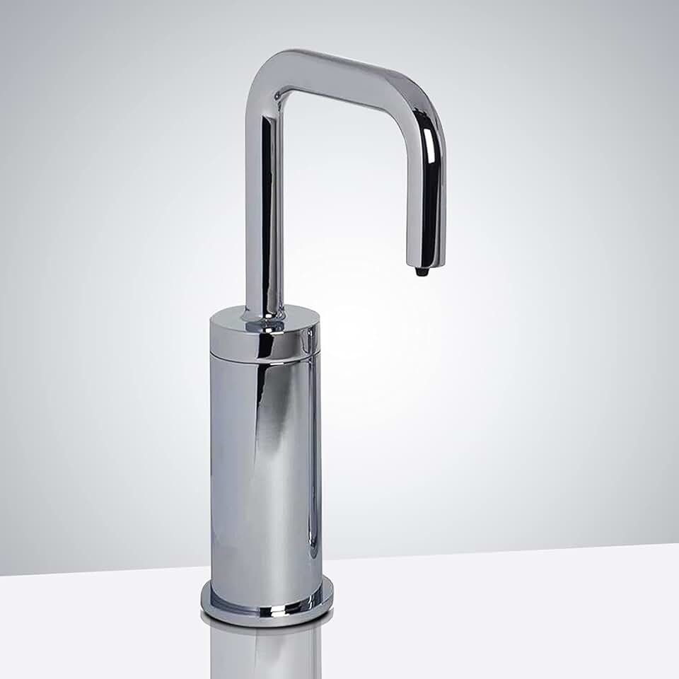 Lima Commercial Deck Mount Electronic Automatic Soap Dispenser - FS10092 Contemporary Style Deck Mount Solid Brass Soap Dispenser - Polished Chrome Finish