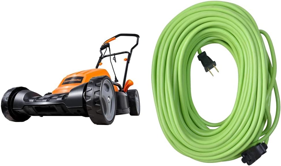 LawnMaster Electric Lawn Mower + Yard Master Outdoor Garden Extension Cord