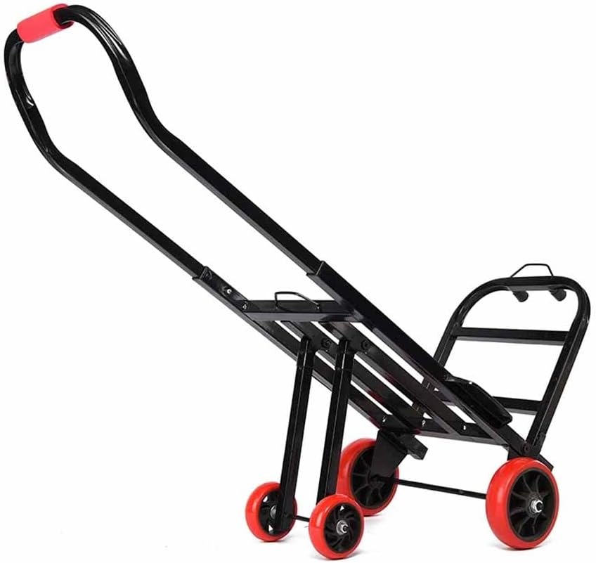 Portable Folding Dolly, Grocery Shopping Cart, Heavy Duty Utility Wagon with 4 Rubber Wheels
