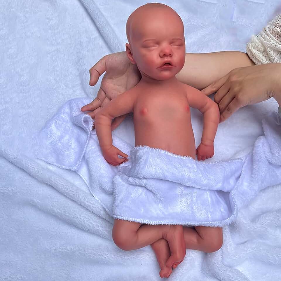 Artist Collector Realistic Lifelike Reborn Baby Dolls Full Body Silicone Newborn Baby Red Body Sleeping Girl Fake Baby 17 Inch
