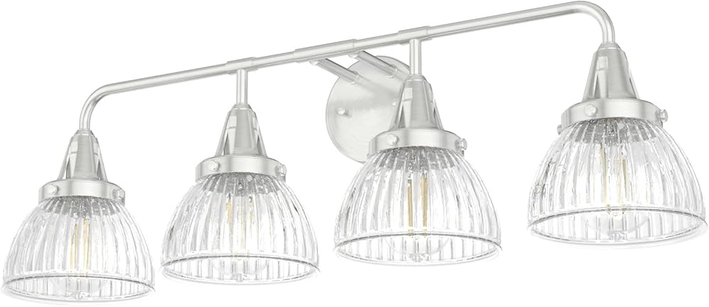 Hunter - Cypress Grove 4-light Brushed Nickel, Medium Size Vanity Light, Dimmable, Transitional Style, for Bedrooms, Kitchens, Foyers, Bathrooms - 19354