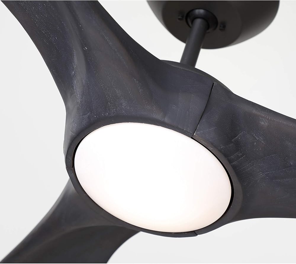 Kathy Ireland Home Lindbergh Eco 60 Inch Ceiling Fan with Light | LED Lighting Fixture with 6-Speed Wall Control and 3 Solid Wood Blades, Graphite, 13.80x13.80x60.00 (CF315CR60GRT)