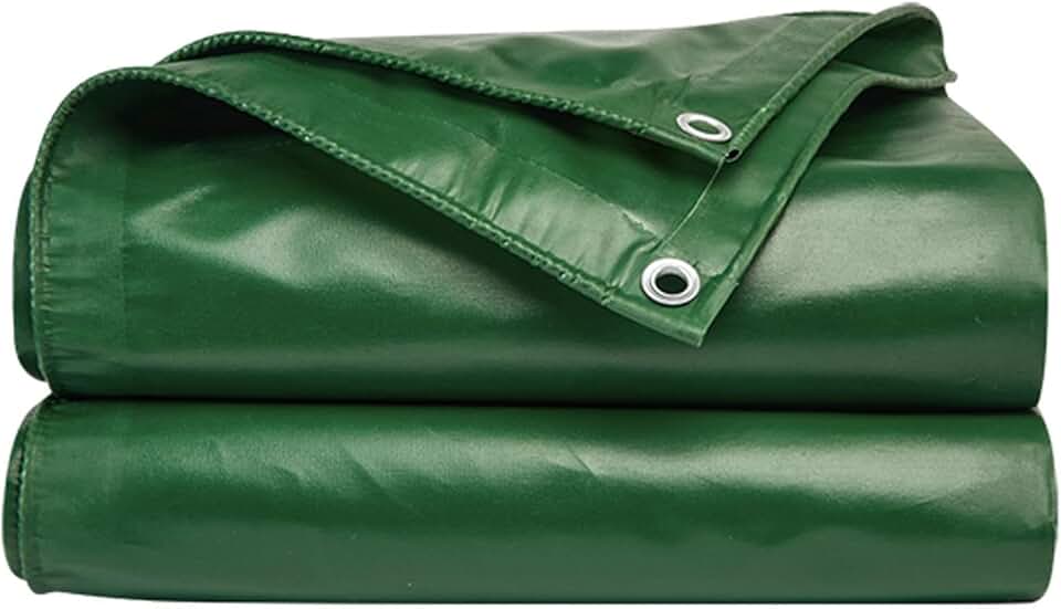 Tarpaulin Waterproof Heavy Duty 2mx3m Outdoor Tarp Cover Sheet Caravan Furniture Rainproof Canopy Tent 0.4mm Thick with Reinforced Grommets,Green (Size:5x5m)