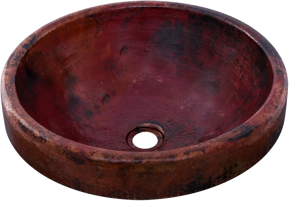 GRANADA Copper Bathroom Sink and Oil Rubbed Bronze Strainer Drain