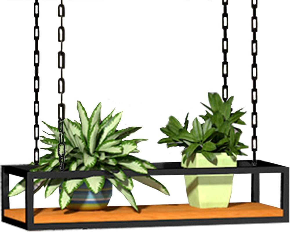 60~140cm Kitchen Pot Rack - Ceiling Mounted Hanging Shelf for Kitchen Storage and Organization - Matte Black Wall Holder for Wine Flower Plant Stand (Size : 80x25x15cm)