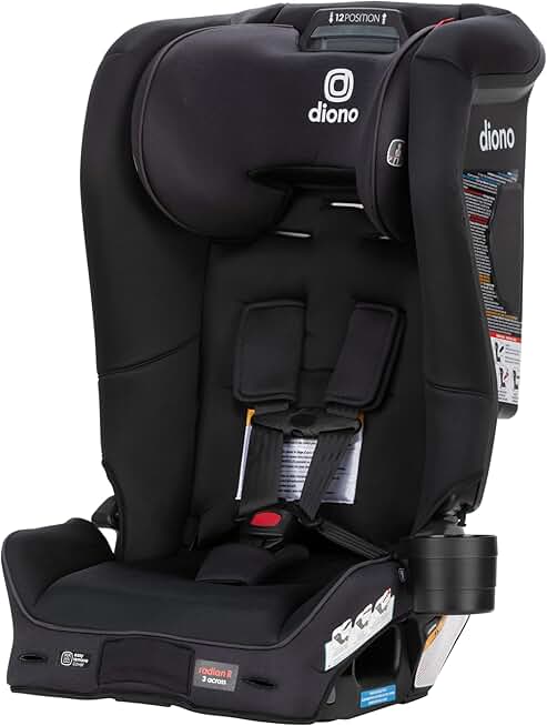 Diono Radian 3R SafePlus, All-in-One Convertible Car Seat, Rear and Forward Facing, SafePlus Engineering, 10 Years 1 Car Seat, Slim Fit 3 Across, Black Jet