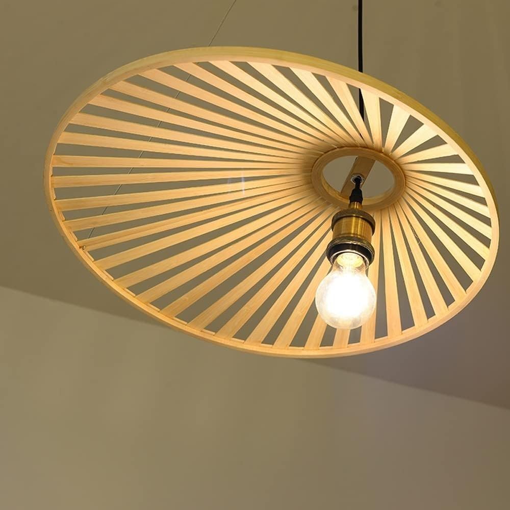 Modern Minimalism Hand-Woven Bamboo Hat Chandelier Bamboo Art Pendant Light Rattan Ceiling Hanging Lamp Adjustable Bamboo Ceiling Light Fixture for Kitchen Island Dining Rooms Living Room