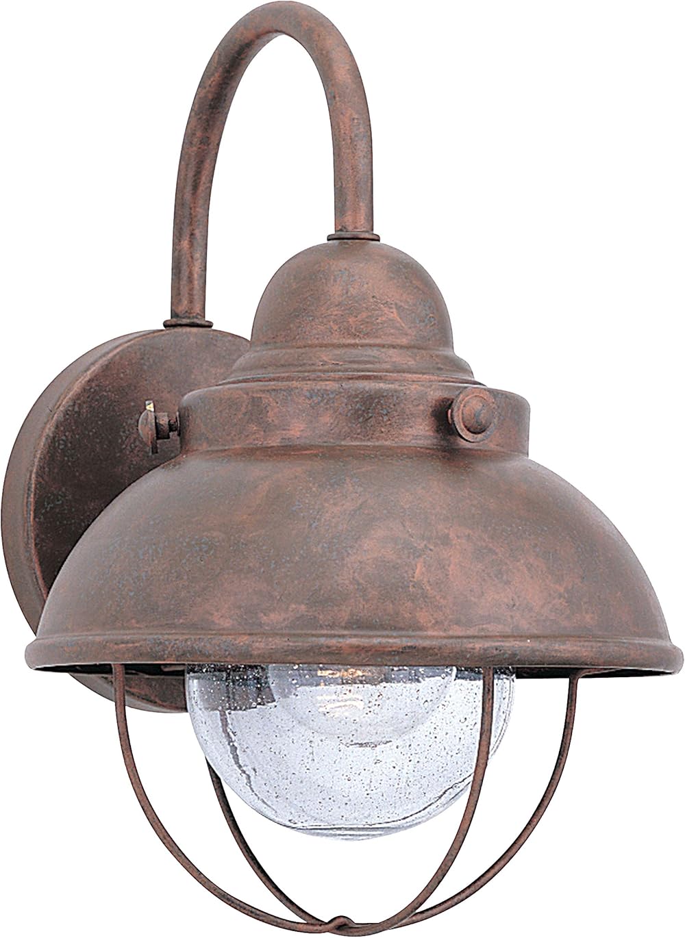 Sea Gull Lighting 8870-44 Sebring One-Light Outdoor Wall Lantern with Clear Seeded Glass Diffuser, Weathered Copper Finish