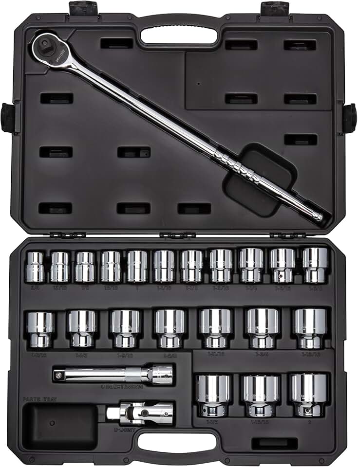 TEKTON 3/4 Inch Drive 12-Point Socket and Ratchet Set, 24-Piece (3/4-2 in.) | SKT35105